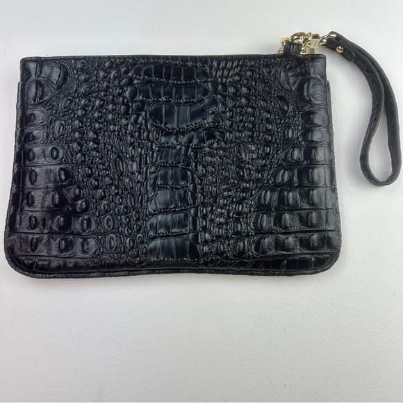 Stauer Sloane Crocodile-Embossed Clutch Black Wristlet Crossbody NWOT - Picture 4 of 13